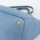 PRADA Tote Bag Leather 2way Blue Gold Auth 185152A-15