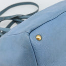 PRADA Tote Bag Leather 2way Blue Gold Auth 185152A-16