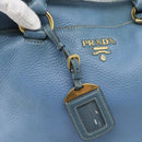 PRADA Tote Bag Leather 2way Blue Gold Auth 185152A-17