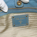 PRADA Tote Bag Leather 2way Blue Gold Auth 185152A-19