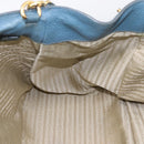 PRADA Handtas Leer 2way Blauw Goud Origineel 185152A-23