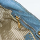 PRADA Tote Bag Leather 2way Blue Gold Auth 185152A-23