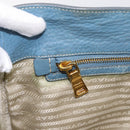 PRADA Handtas Leer 2way Blauw Goud Origineel 185152A-25