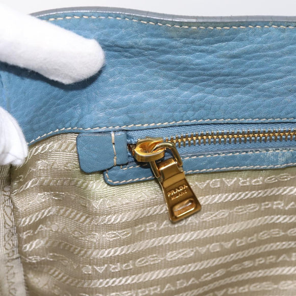 PRADA Handtas Leer 2way Blauw Goud Origineel 185152A