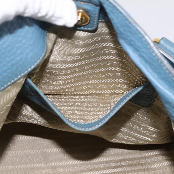 PRADA Handtas Leer 2way Blauw Goud Origineel 185152A