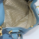 PRADA Tote Bag Leather 2way Blue Gold Auth 185152A-27