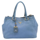 PRADA Handtas Leer 2way Blauw Goud Origineel 185152A-13
