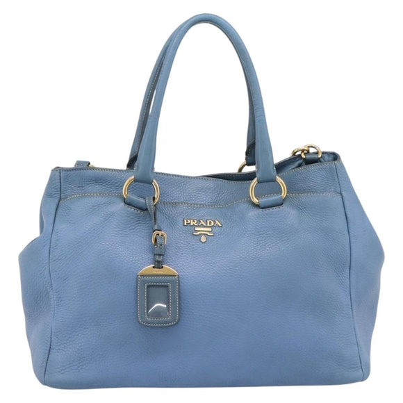 PRADA Handtas Leer 2way Blauw Goud Origineel 185152A