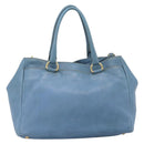 PRADA Tote Bag Leather 2way Blue Gold Auth 185152A-3