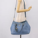 PRADA Handtas Leer 2way Blauw Goud Origineel 185152A-30