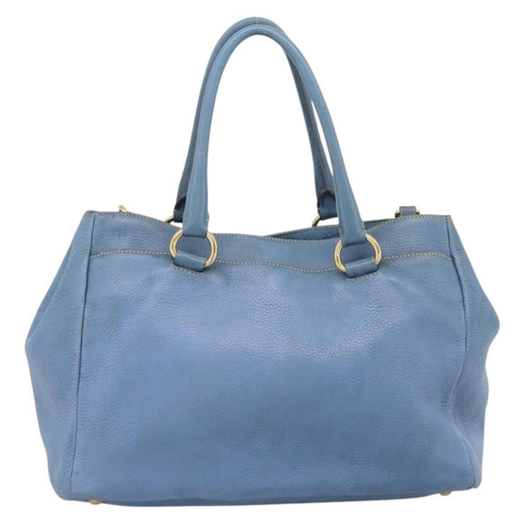 PRADA Handtas Leer 2way Blauw Goud Origineel 185152A