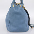 PRADA Handtas Leer 2way Blauw Goud Origineel 185152A-3