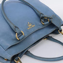 PRADA Handtas Leer 2way Blauw Goud Origineel 185152A-6