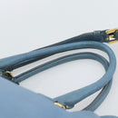 PRADA Tote Bag Leather 2way Blue Gold Auth 185152A-8