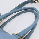 PRADA Handtas Leer 2way Blauw Goud Origineel 185152A-14