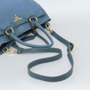 PRADA Tote Bag Leather 2way Blue Gold Auth 185152A-9