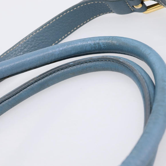 PRADA Handtas Leer 2way Blauw Goud Origineel 185152A