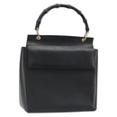 GUCCI Bamboo Hand Bag Leather Black Gold 001 1118 1886 Auth 185153-1