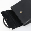 GUCCI Bamboo Hand Bag Leather Black Gold 001 1118 1886 Auth 185153-18