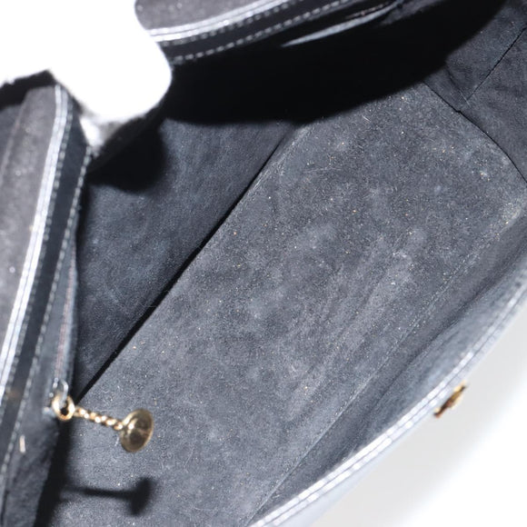 GUCCI Bamboo Hand Bag Leather Black Gold 001 1118 1886 Auth 185153