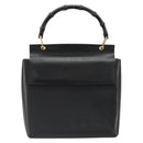GUCCI Bamboo Hand Bag Leather Black Gold 001 1118 1886 Auth 185153-13