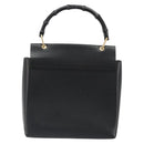 GUCCI Bamboo Hand Bag Leather Black Gold 001 1118 1886 Auth 185153-2