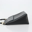 GUCCI Bamboo Hand Bag Leather Black Gold 001 1118 1886 Auth 185153-4