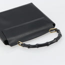 GUCCI Bamboo Hand Bag Leather Black Gold 001 1118 1886 Auth 185153-6