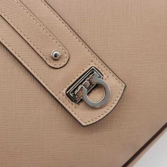 Salvatore Ferragamo Gancini Shoulder Bag Leather Pink Silver Auth 185154A