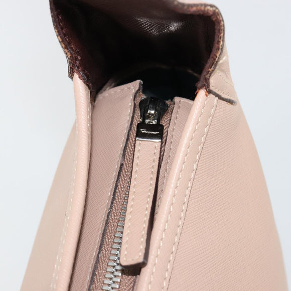 Salvatore Ferragamo Gancini Shoulder Bag Leather Pink Silver Auth 185154A