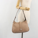 Salvatore Ferragamo Gancini Shoulder Bag Leather Pink Silver Auth 185154A-24
