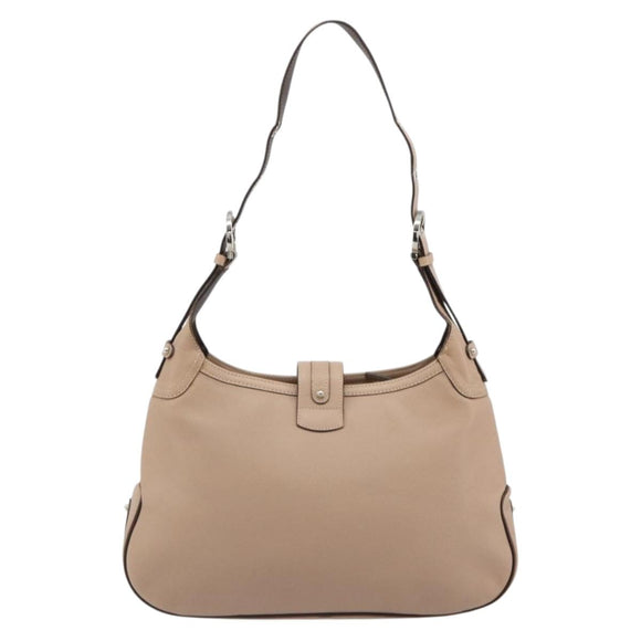 Salvatore Ferragamo Gancini Shoulder Bag Leather Pink Silver Auth 185154A
