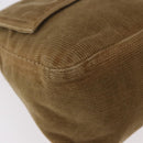 FENDI Mamma Baguette Shoulder Bag Corduroy Khaki Silver Auth 185158V-10