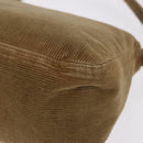 FENDI Mamma Baguette Shoulder Bag Corduroy Khaki Silver Auth 185158V-13