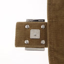 FENDI Mamma Baguette Shoulder Bag Corduroy Khaki Silver Auth 185158V-16