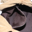 FENDI Mamma Baguette Shoulder Bag Corduroy Khaki Silver Auth 185158V-24