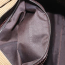 FENDI Mamma Baguette Shoulder Bag Corduroy Khaki Silver Auth 185158V-25