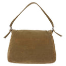 FENDI Mamma Baguette Shoulder Bag Corduroy Khaki Silver Auth 185158V-3