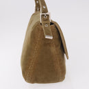 FENDI Mamma Baguette Shoulder Bag Corduroy Khaki Silver Auth 185158V-5