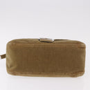 FENDI Mamma Baguette Shoulder Bag Corduroy Khaki Silver Auth 185158V-9