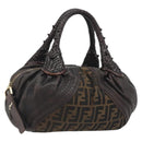 FENDI Zucca Canvas Spy Bag Shoulder Bag Brown Black Auth 185160V-1