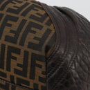 FENDI Zucca Canvas Spy Bag Shoulder Bag Brown Black Auth 185160V-15