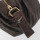 FENDI Zucca Canvas Spy Bag Shoulder Bag Brown Black Auth 185160V-9