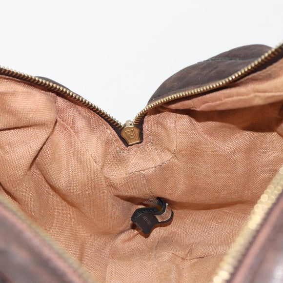 FENDI Zucca Canvas Spy Bag Shoulder Bag Brown Black Auth 185160V
