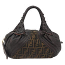 FENDI Zucca Canvas Spy Bag Shoulder Bag Brown Black Auth 185160V-13
