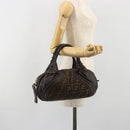 FENDI Zucca Canvas Spy Bag Shoulder Bag Brown Black Auth 185160V-23