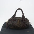 FENDI Zucca Canvas Spy Bag Shoulder Bag Brown Black Auth 185160V-12