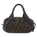 FENDI Zucca Canvas Spy Bag Shoulder Bag Brown Black Auth 185160V-2