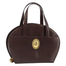 Christian Dior Hand Bag Leather Brown Gold Auth 185163-1