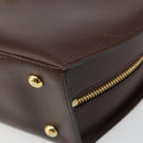 Christian Dior Hand Bag Leather Brown Gold Auth 185163-15